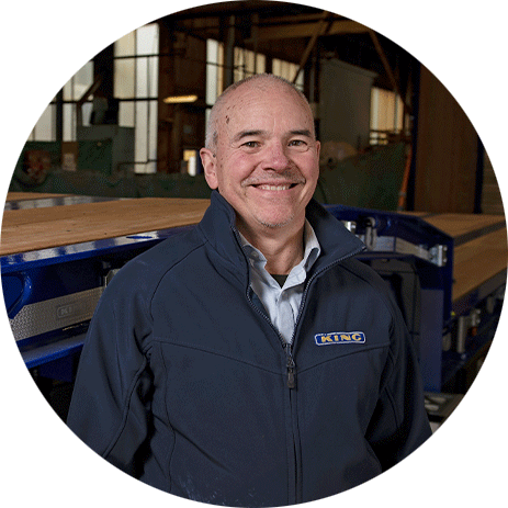 Andy Da Silva, King Trailers After Sales Manager, in workshop environment.