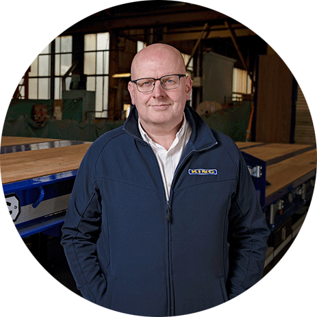Christopher Parsons, King Trailers Group QHSE Manager, in workshop environment.