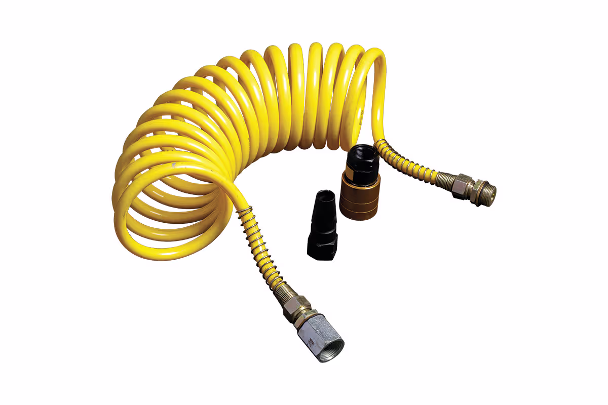 Yellow air coupling kit and hose for trailer parts and spares