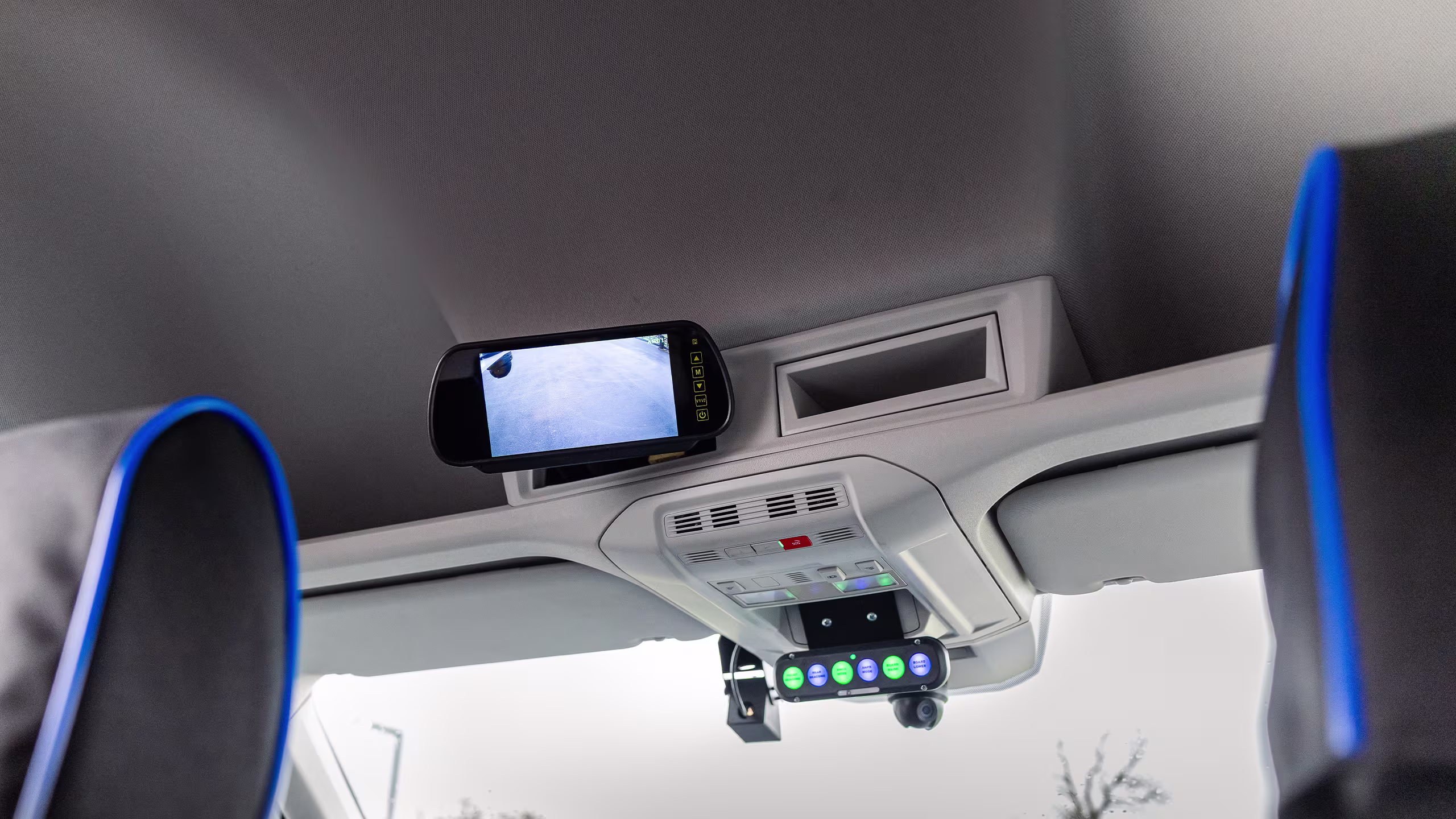 King EMCC vehicle interior showing mounted device and control panel for traffic management operations.