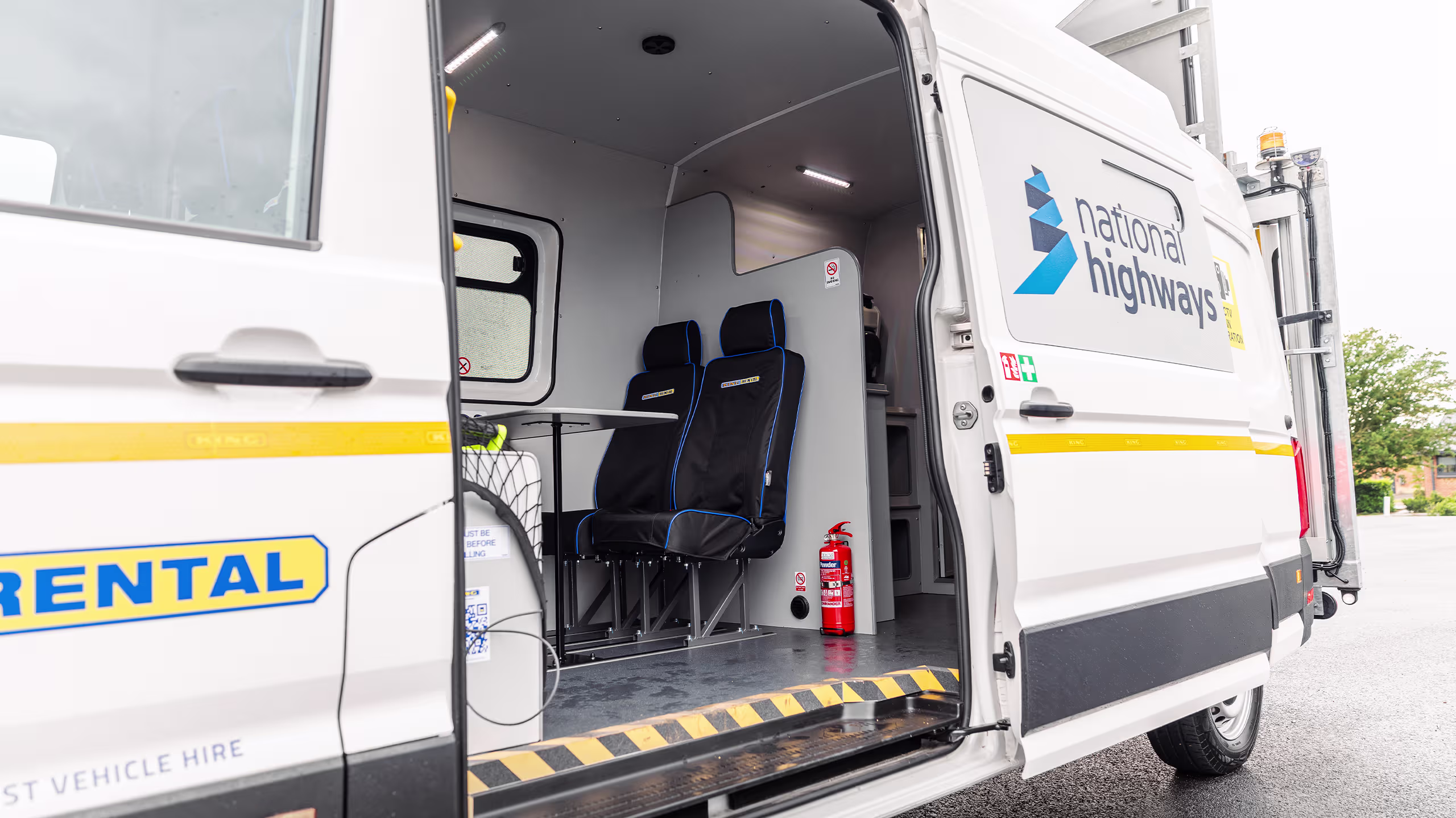 King EMCC Vehicle interior with welfare area and seating, supporting extended operational deployments.