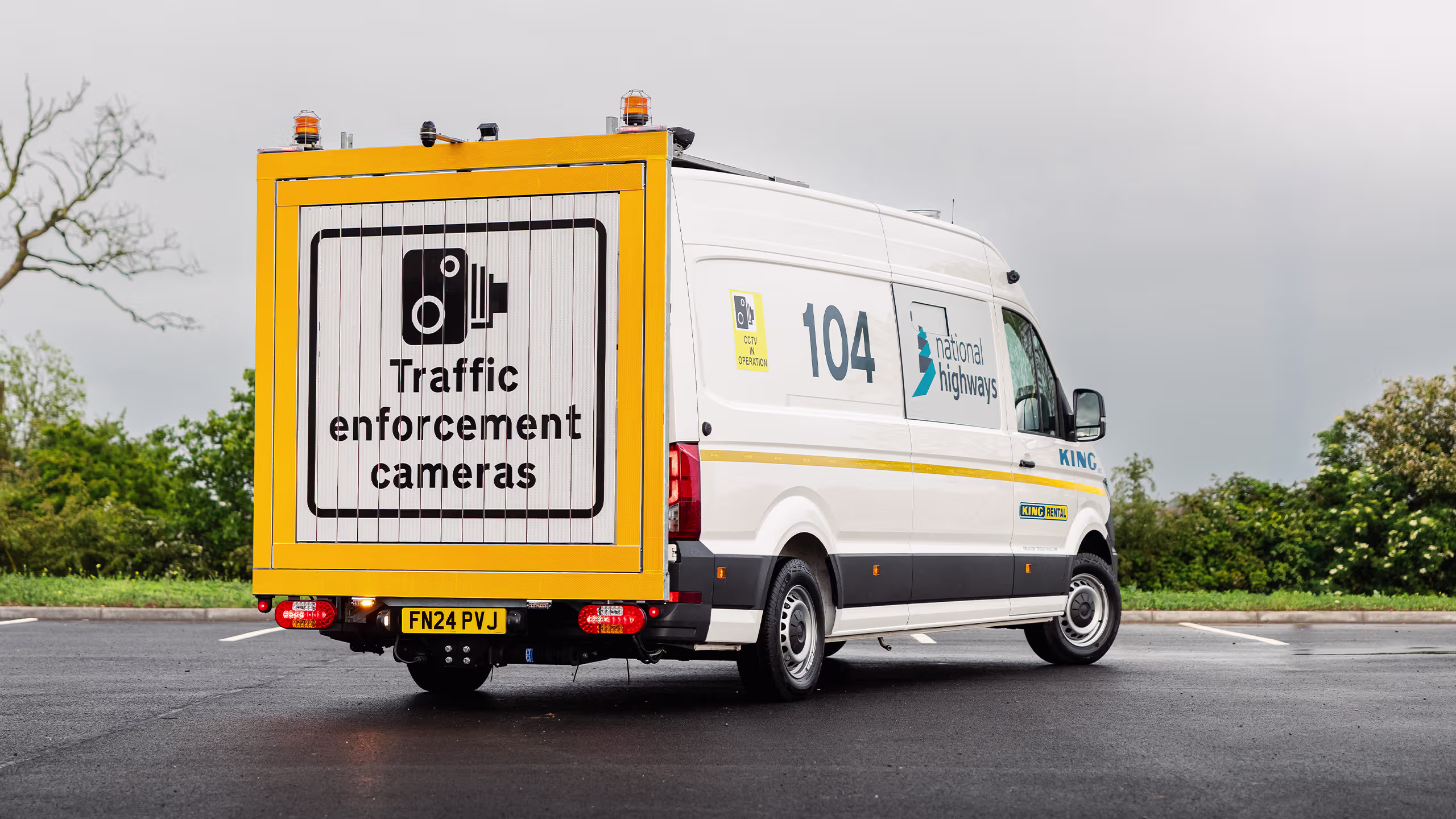 King EMCC vehicle with traffic enforcement cameras and variable message signage for road network deployment.