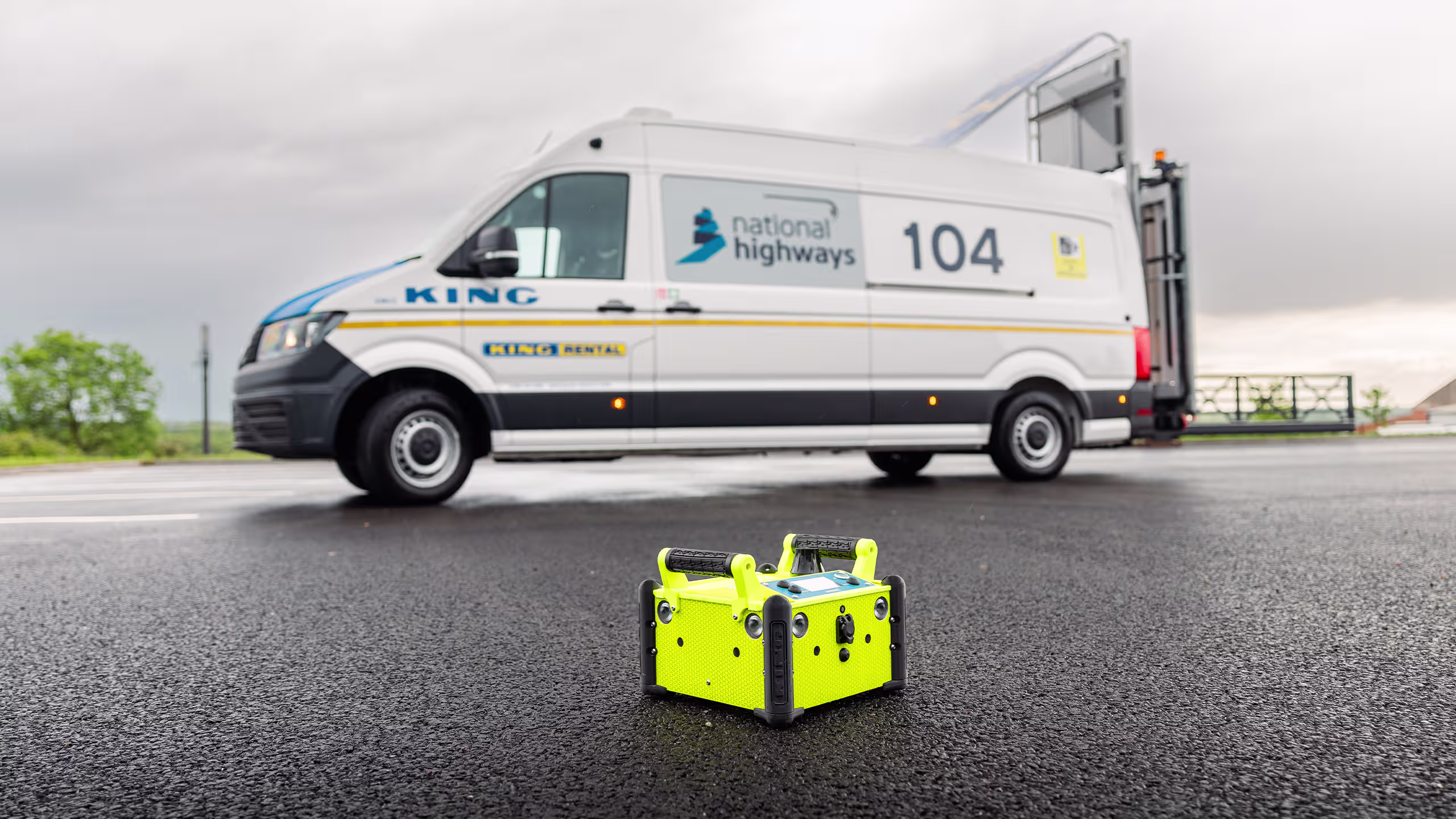 King EMCC vehicle for hire, featuring remote ramps and side rave furniture, compliant with GG117 standards.